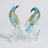 Pair of Murano Glass Birds, 20th century