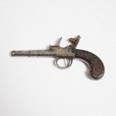 English Flintlock Box-Lock Pocket Pistol,