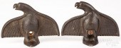 PAIR OF CAST IRON SPREAD WING EAGLE