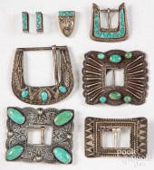 SILVER AND TURQUOISE BELT BUCKLESFive