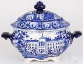 HISTORICAL BLUE STAFFORDSHIRE SOUP TUREEN,