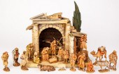ANRI CARVED CRECHE, WITH NINETEEN FIGURES,