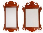 TWO CHIPPENDALE MAHOGANY LOOKING GLASSESTwo