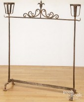 WROUGHT IRON FIREPLACE RACK WITH POSSET