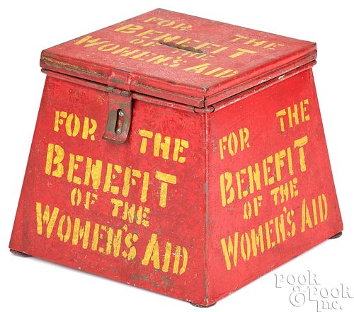 PAINTED TIN DONATION BOXPainted 3c9c60
