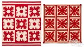 TWO RED AND WHITE HAWAIIAN VARIANT APPLIQUé