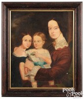 OIL ON CANVAS PORTRAIT OF MOTHER AND