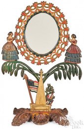 PAINTED CAST IRON JENNY LIND MIRROR,