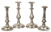 TWO PAIRS OF PEWTER CANDLESTICKS, 19TH