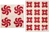 TWO RED AND WHITE APPLIQUé QUILTS,