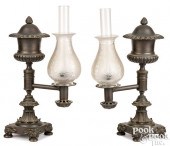 PAIR OF BRONZE ARGAND LAMPS, CA. 1830Pair