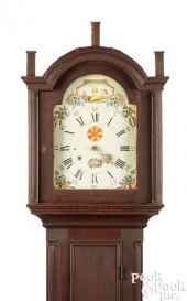 NEW ENGLAND PAINTED PINE TALL CASE CLOCKNew
