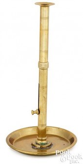 TALL ENGLISH BRASS SIDE EJECTOR CANDLESTICKTall