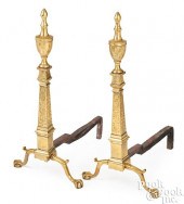 RARE PAIR OF HIGHLY ENGRAVED ANDIRONS,