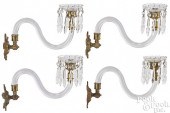 SET OF FOUR COLORLESS GLASS SCONCES,