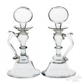PAIR OF FRENCH BLOWN GLASS WEAVERS