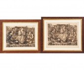 Two framed and matted etchings by Robert