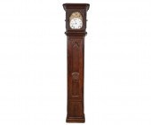 French Morbier oak tall case clock with
