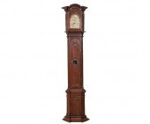 French oak carved tall case clock with