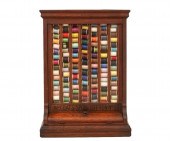 J & P Coats oak spool cabinet with original