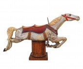 Large early wooden double saddle carousel