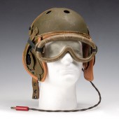US ARMY TANKER HELMET AND GOGGLES GROUPINGNice