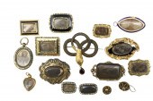 16 PC LOT OF 18TH/19TH C. MOURNING JEWELRY