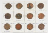 12 PC. 1851-1856 LARGE CENT COIN COLLECTION