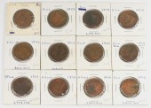 12 PC. 1837-1845 LARGE CENT COIN COLLECTION
