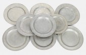 9PC 18C COLLECTION ASSORTED PEWTER PLATES