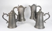 4PC AMERICAN LIGHTHOUSE PEWTER PITCHERS