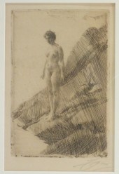 ANDERS ZORN NUDE WOMAN PORTRAIT ETCHING