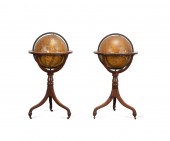 2 CARY TERRESTRIAL AND CELESTIAL GLOBES,