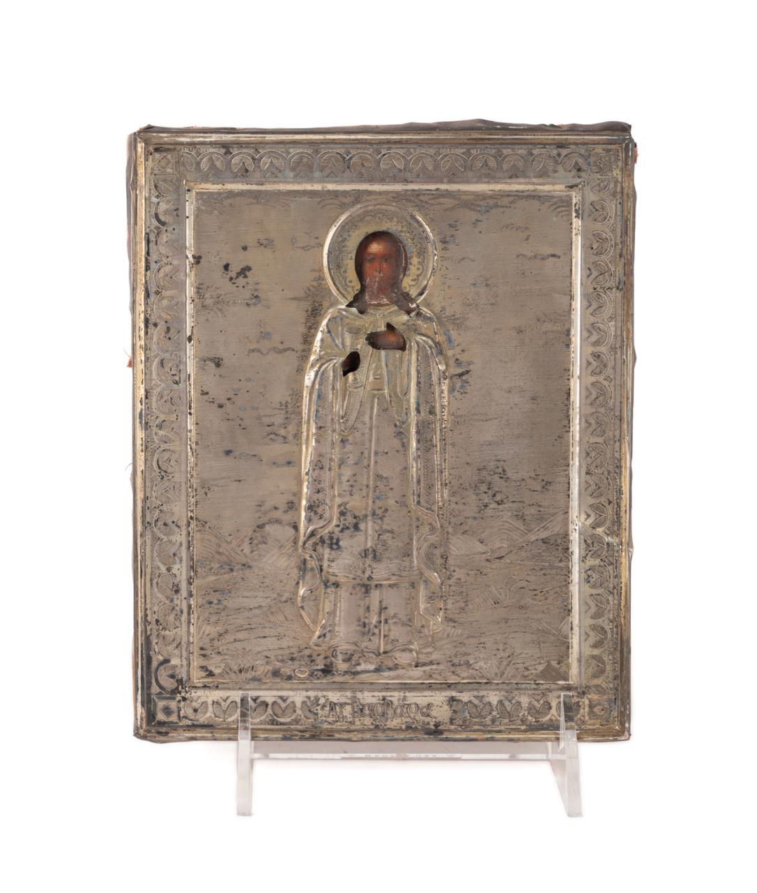 RUSSIAN ORTHODOX ICON WITH SILVER 3cd314