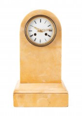FRENCH SIENNA MARBLE MANTLE CLOCK, 19TH