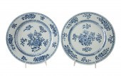 PAIR CHINESE EXPORT BLUE & WHITE FLORAL