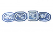 FOUR CHINESE EXPORT BLUE CANTON SERVING