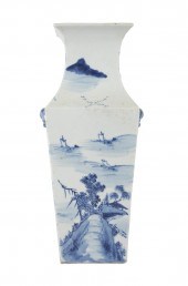 CHINESE BLUE & WHITE PANELED BALUSTER