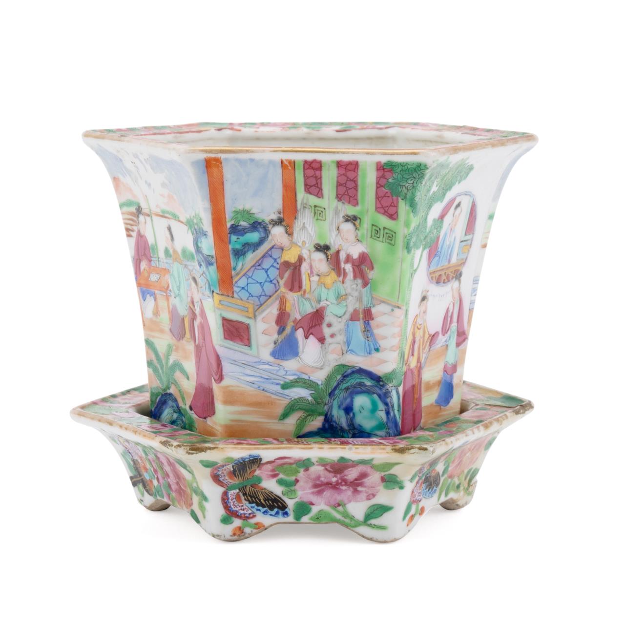 CHINESE ROSE MEDALLION PLANTER 3cd4a5