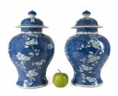 PAIR CHINESE BLUE & WHITE GINGER JARS