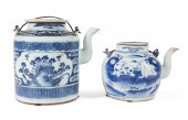 TWO CHINESE BLUE & WHITE TEAPOTS Two