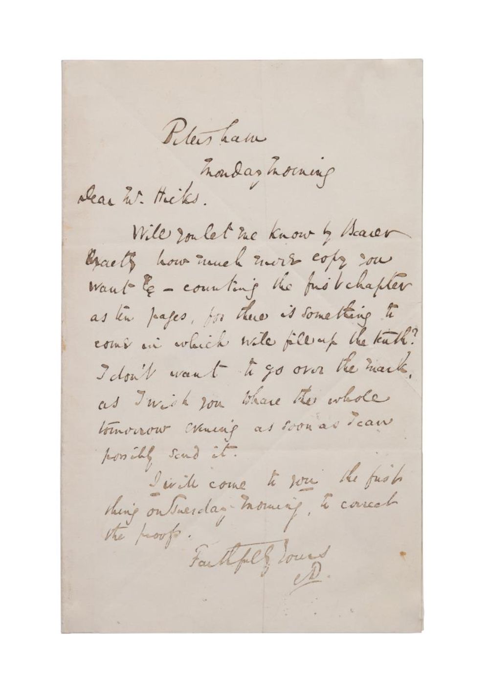 CHARLES DICKENS TWICE SIGNED LETTER  3cd55b