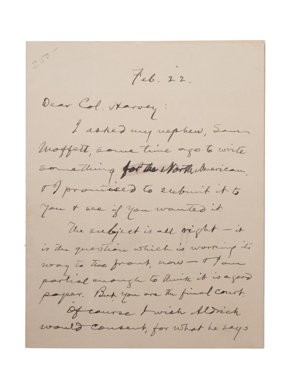 MARK TWAIN SIGNED LETTER TO COLONEL 3cd7b8