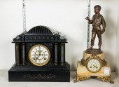 A GROUP OF TWO MANTEL CLOCKS A group