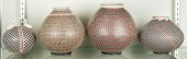 FOUR MATA ORTIZ POTS DECORATED WITH