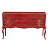 A MODERN JAPANNED LACQUERED SIDEBOARD,