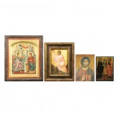 FOUR REPRODUCTION ICONS OR RELIGIOUS