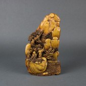 CHINESE SOAPSTONE BOULDER FORM CARVING