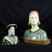 A GROUP OF  ITALIAN MAJOLICA BUSTS BY