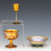 THREE TIFFANY FAVRILE GLASS ITEMS  Including